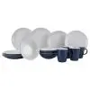 Gimex - Solid Line - Geschirr - Blau und Wei - 16-Teilig