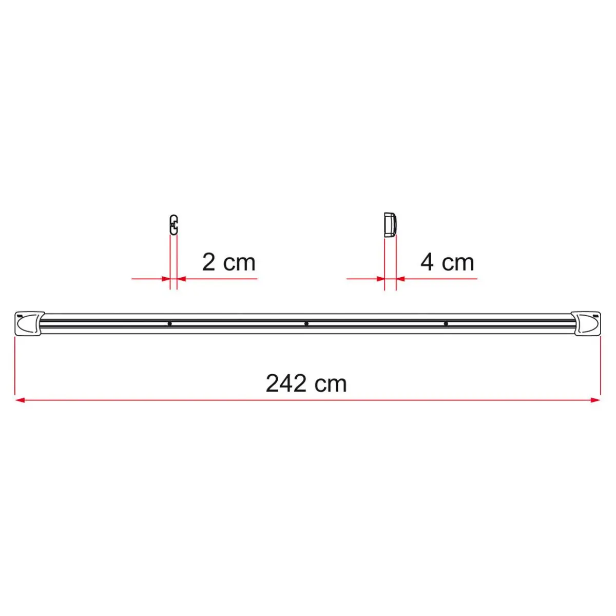 Fixing-Bar Carry Bike - 2 Stck je 240 cm lang