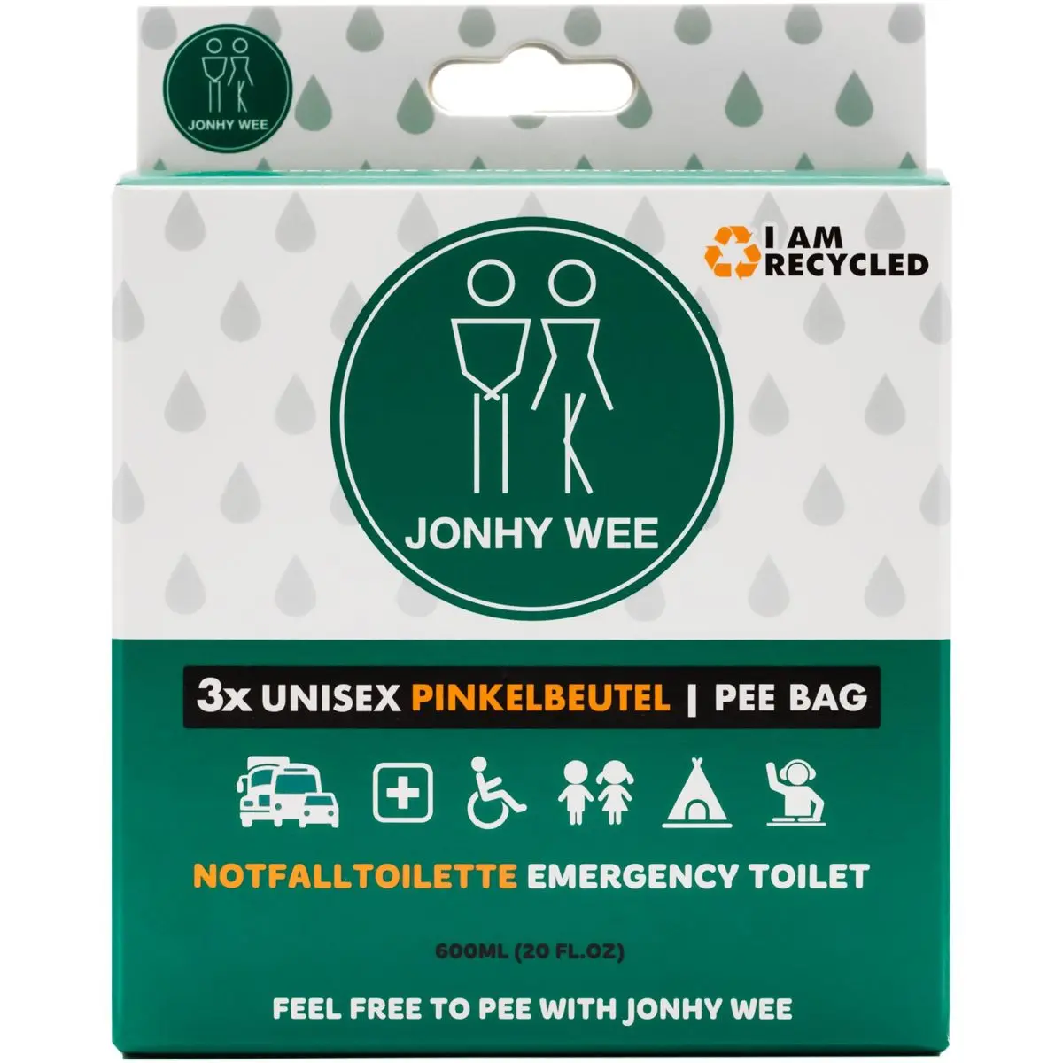 Jonhy Wee Unisex Pinkelbeutel 3er Pack - Notfalltoilette fr unterwegs
