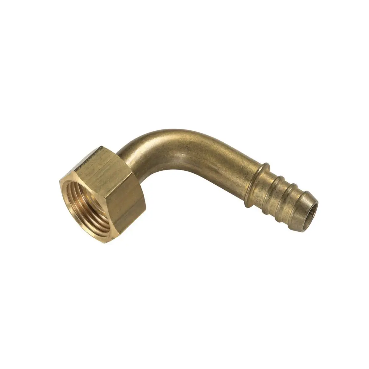 W-Schlauchtlle 10 mm Messing, abgew. 90 - mit berwurfmutter 3,8 und Flachdichtung