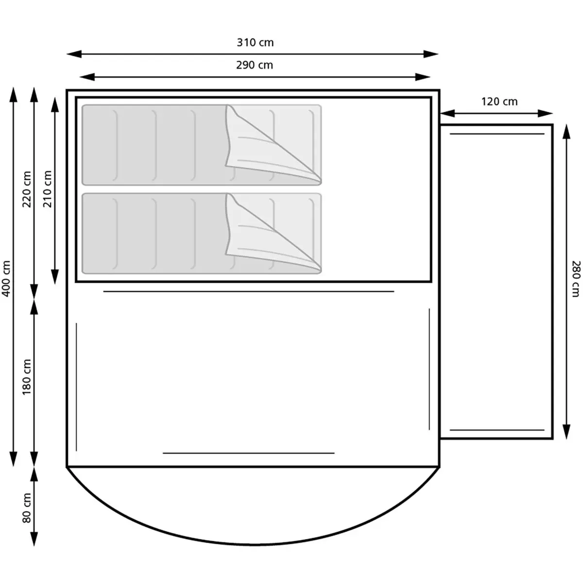 Buszelt Oak Creek 400 AIR - Anbauhhe 180-210 cm