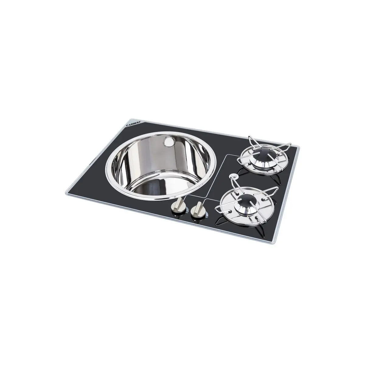 Combinație chiuvetă/plită - 2 arzătoare cu sticlă securizată
