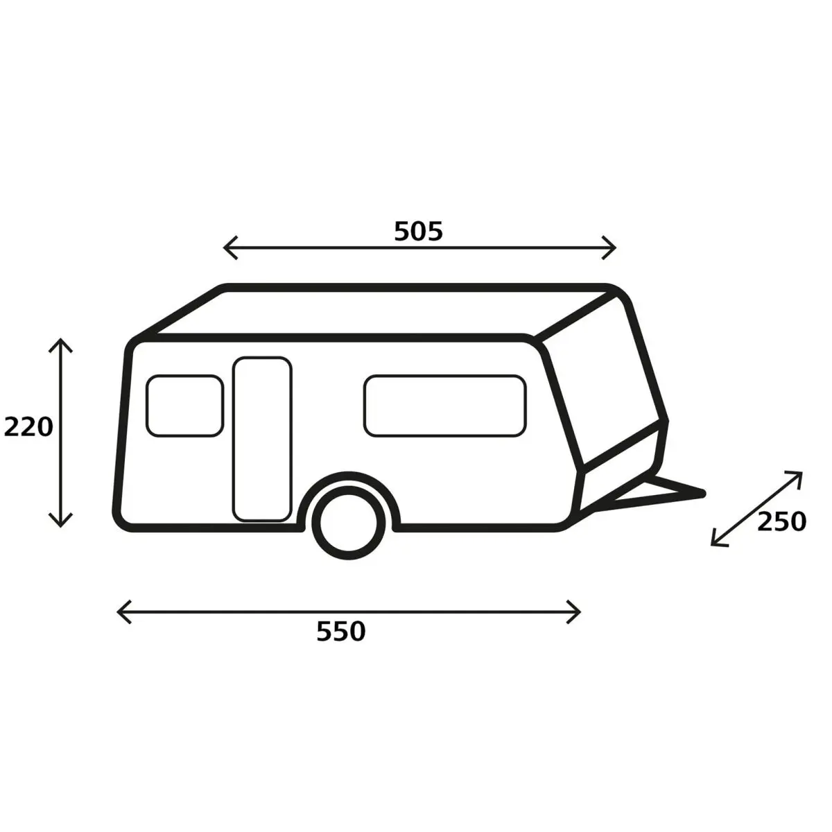 Wohnwagen-Schutzhlle Design 12M, 500-550 x 250 x 220 cm