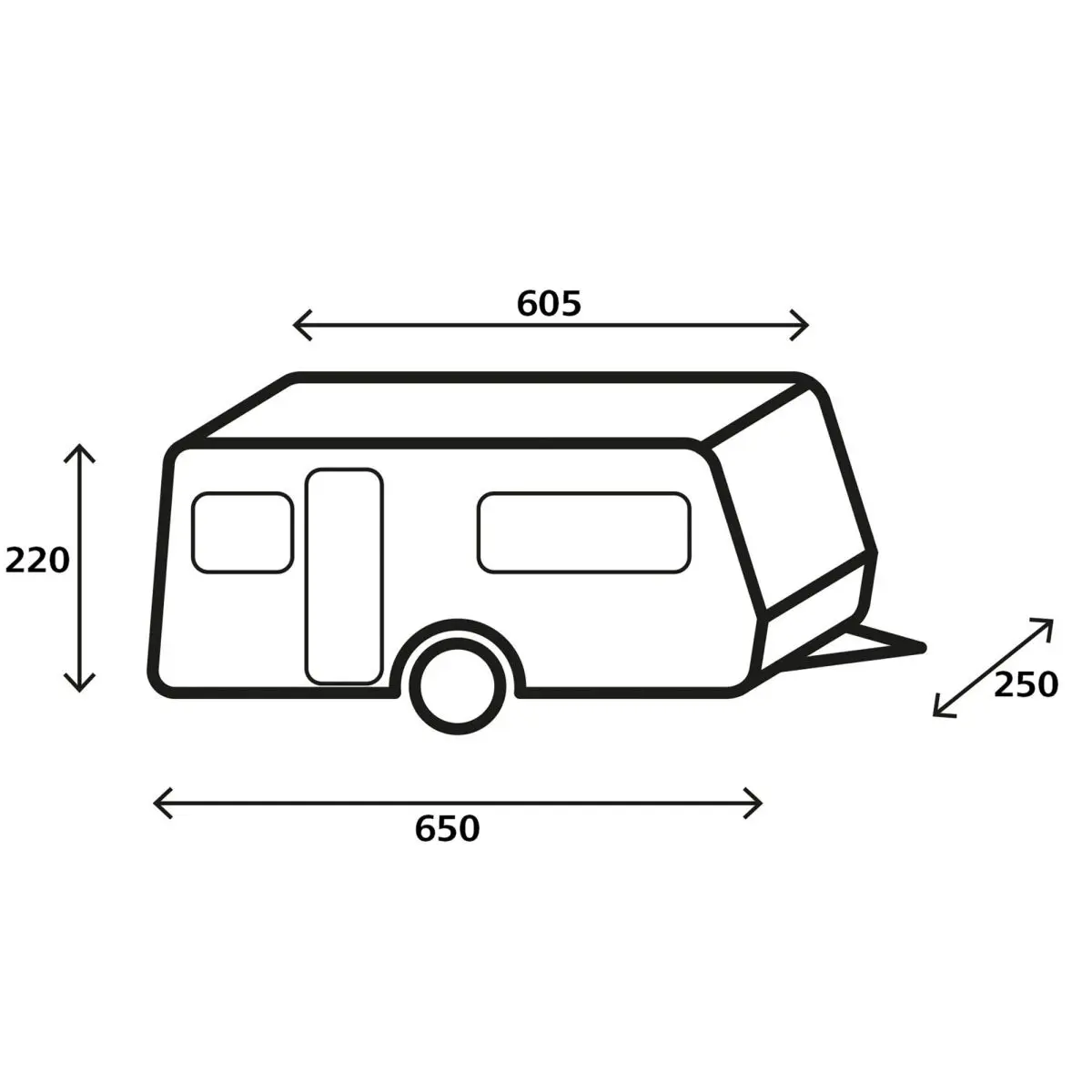 Wohnwagen-Schutzhlle Design 12M, 600-650 x 250 x 220 cm