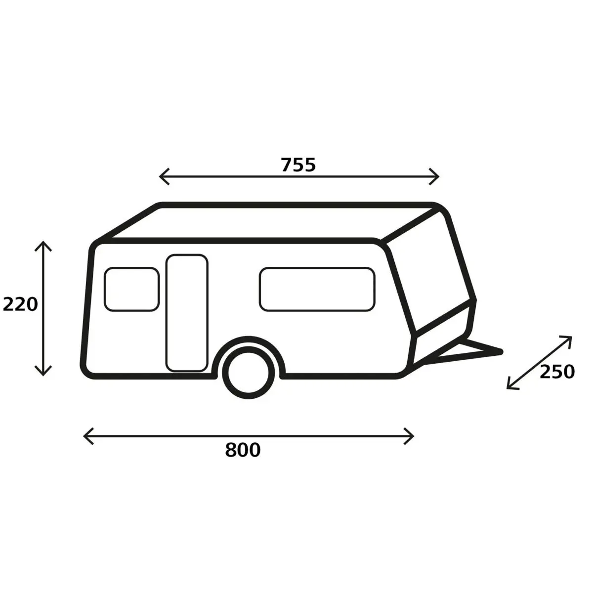 Wohnwagen-Schutzhlle Design 12M, 750-800 x 250 x 220 cm