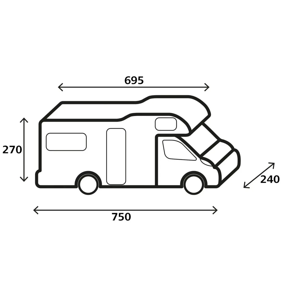 Reisemobil-Schutzhlle Design 12M, 700-750 x 240 x 270 cm