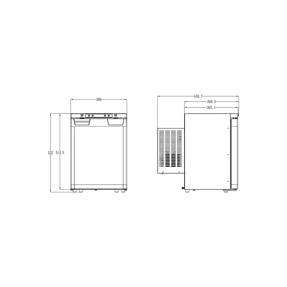 Kompressor-Einbaukühlschrank LR40L mit versetzbarer Kompressoreinheit - 35,8 l