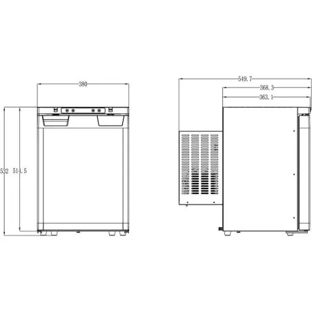 Kompressor-Einbaukühlschrank LR40L mit versetzbarer Kompressoreinheit - 35,8 l