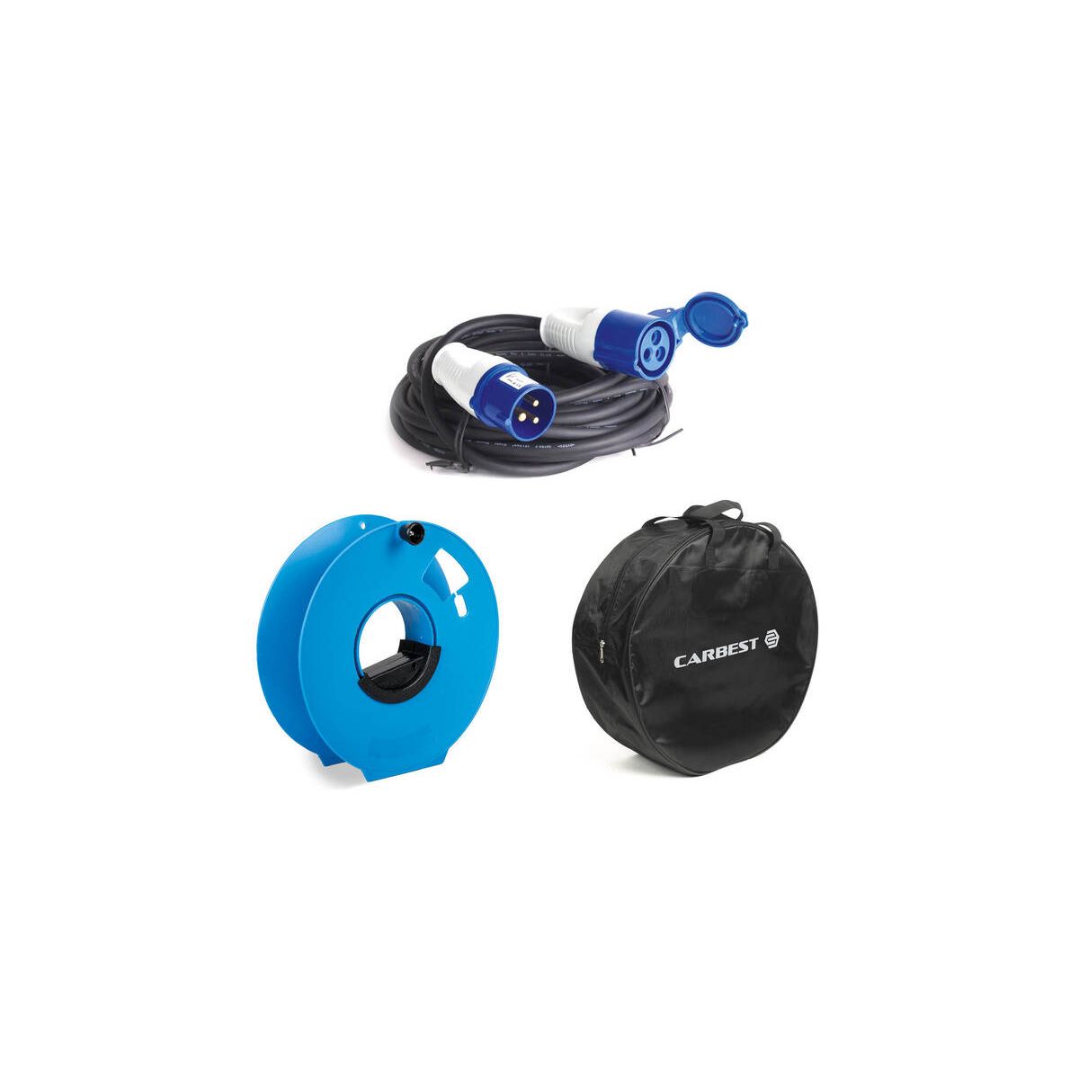Kabel-Set mit Kabel 3x2,5 mm2, 25m und Kabeltrommel, Kabeltasche