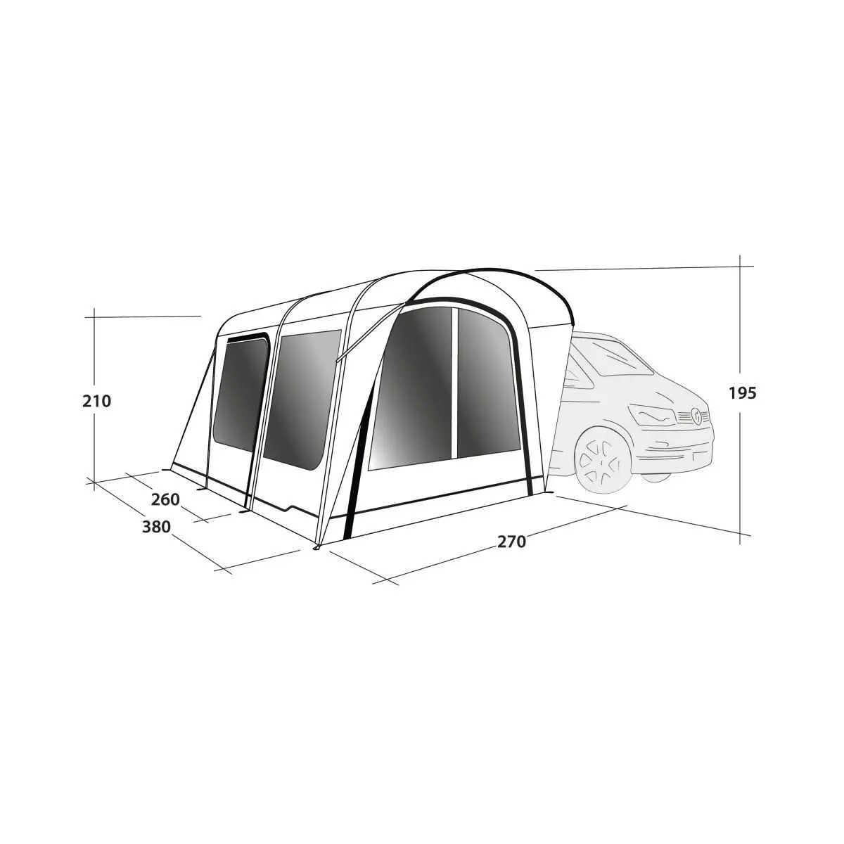 Cort autobuz Wolfburg 380 Air - 270 x 210 x 380 cm